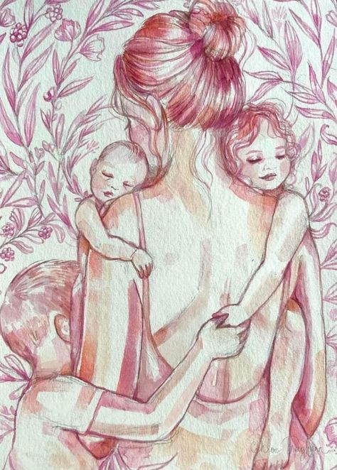 Motherhood Illustration, Flor Tattoo, Pregnancy Art, Mom Tattoo Designs, Original Canvas Painting, Mom Bod, Mother Art, Mom Art, Click Photo