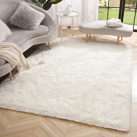 Large Cream Rug, Cream Area Rugs, Parisian Style Interior, Parisian Interior Design, Modern Shag, Parisian Interior, Shag Carpet, Reading Area, Plush Area Rugs