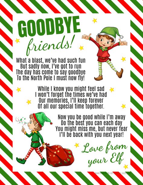 Elf Goodbye Letter Template Back to Santa Goodbye From Elf On The Shelf, Good Bye Elf On The Shelf Ideas Letters, Elf On The Shelf Letter To Santa, Elf Bye Letter, Elf On The Shelf Goodbye Ideas Letters, Goodbye Note From Elf On The Shelf, Elf Good Bye Ideas, Goodbye Elf Letter Printable, Good Bye Elf On The Shelf Letter