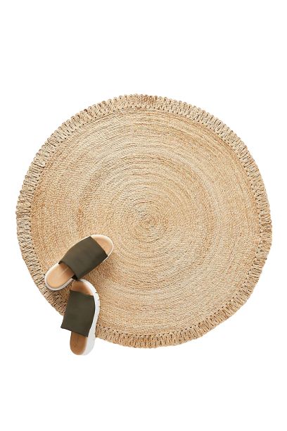 LOVE LOVE LOVE this round jute doormat. Love the fringe, boho vibes, natural / neutral vibes, and everything about it. Oh, and did I mention it's on sale for $50? #house #home #entryway #decor #discount #sale Jute Doormat, Anthropologie Home, Cheap Furniture, Chloe Marcie, Home Outdoor, Boho Vibe, Store Decor, Dillard's, Handbags On Sale