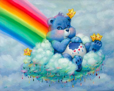 Crotchety Cloud Goblin by Camilla d'Errico Bear Art, Grumpy Care Bear, Care Bear, Camilla D’errico, Art Event, Grumpy Bear, Bear Character, Bear Illustration, Group Art