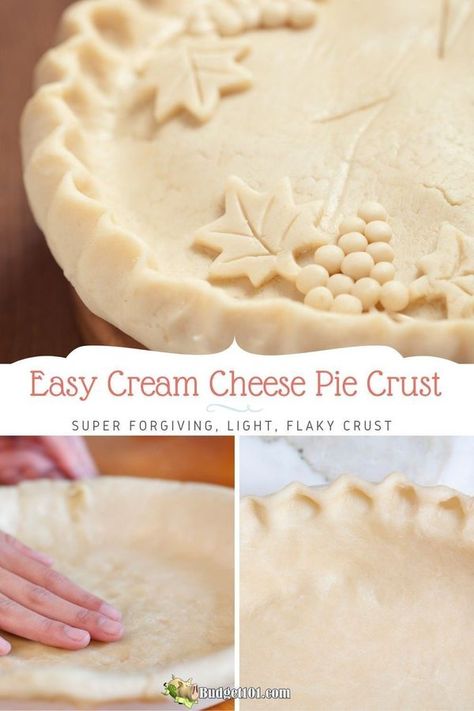 Easy Cream Cheese Pie, Cream Cheese Pie Crust Recipe, Cheese Pie Crust, Cold Cider, Cream Cheese Pie Crust, Cream Cheese Butter, Pie Crust Recipe Easy, Pie Dough Recipe, Living Frugal