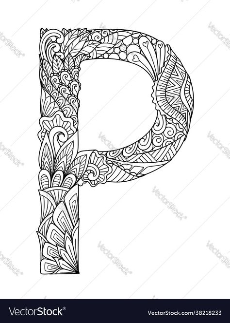 P Mandala Art, Mandela Drawing, P Monogram, Doodle Art Letters, Mandela Art, Native Design, Doodle Lettering, Letter P, Zen Doodle