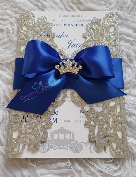 Really beautiful princess Royal | Etsy Royal Blue And Silver Quinceanera Invitations, Dark Blue Quince Invitations, Dark Blue Sweet 16, Royalty Quinceanera Theme, Dark Blue Quinceanera Theme, Royal Blue Quince Theme, Royal Blue Quinceanera Theme, Quince Blue, Blue Quinceanera Theme