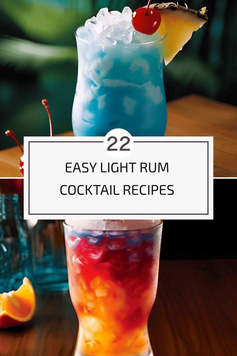 Looking for quick and easy light rum cocktail recipes to try at home? Check out these 22 refreshing options like Blue Hawaii, Bermuda Rum Swizzle, Lava Flow, Bali Hai, and more. From tropical delights to unique concoctions, these cocktails are perfect for any occasion. Bermuda Rum Swizzle Recipe, Light Rum Cocktails, Rum Swizzle Recipe, Summer Rum Drinks, Unique Alcoholic Drinks, Best Rum Cocktails, Summer Rum Cocktails, Blue Hawaii Cocktail, Flaming Volcano