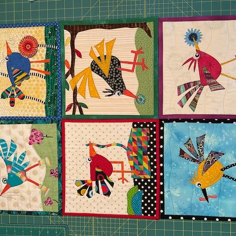 Rosie PRINTED Applique Page Mini Quilt Quilt Block Bird Pattern Raw Edge Applique Wonky Bird Razbeca's Birds Creating Rosie - Etsy Quilted Birds, Quilted Crafts, Birds Quilt, Bird Quilts, Quirky Birds, Abstract Art Quilt, Bird Quilt Blocks, Collage Quilts, Crazy Birds