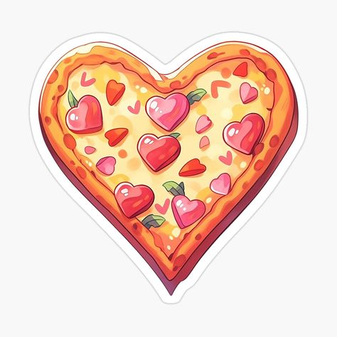 Pizza Love - Cute Kawaii Pizza with Hearts on it by CozyKawaiiArt | Redbubble Pizza Graphic Design, Toy Stickers, Kawaii Food Stickers, Cute Food Stickers, Kawaii Pizza, Dolls House Kitchen, Sticker Food, Lovely Stickers, Stickers Food