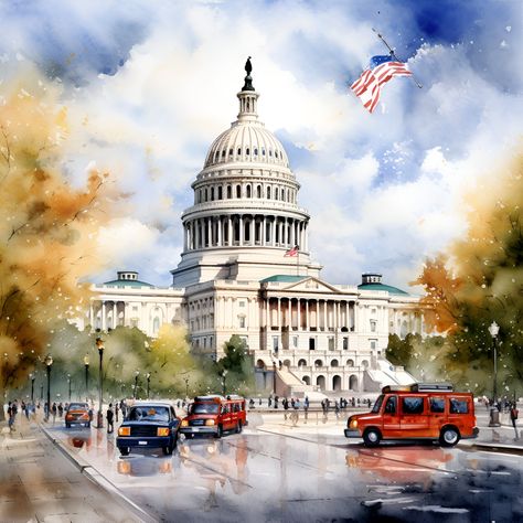 Washington Dc Painting, United States Capitol, Us Capitol, Digital Art Print, Digital Art Prints, Washington Dc, Washington, Oil Painting, Digital Art