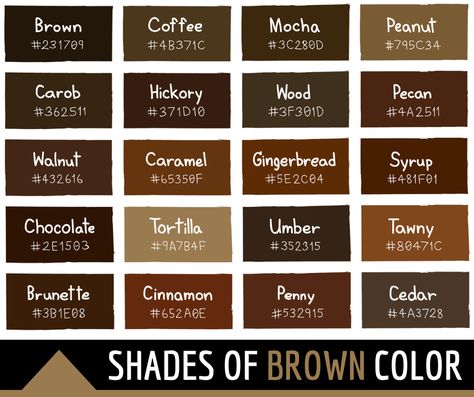 50 Shades of Brown Color with Names and HTML, Hex, RGB Codes Shades Of Brown Color, Brown Color Names, Rgb Color Codes, Hex Color Palette, Brown Color Palette, Hex Codes, Hex Color Codes, Color Meanings, Brown Paint