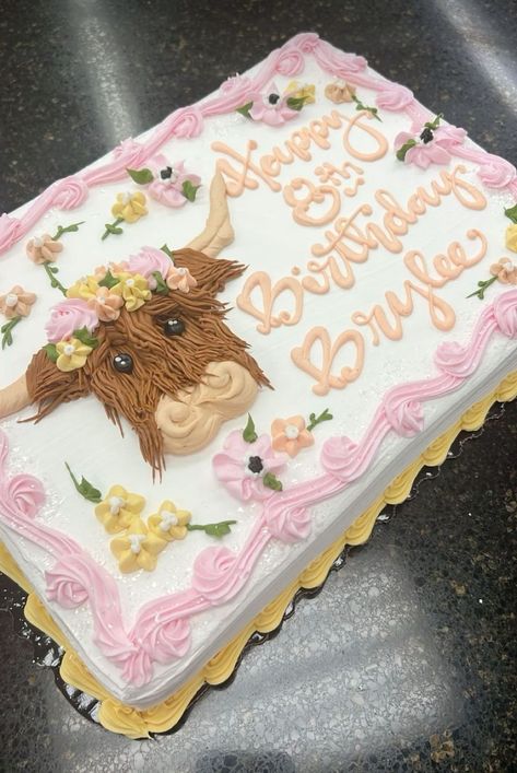 Western Birthday Cakes, Cookie Cake Designs, Sheet Cake Designs, Cow Cakes, Birthday Sheet Cakes, Cookie Cake Birthday, Buttercream Cake Decorating, Animal Cakes, Cake Decorating Designs