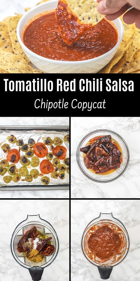 Chipotle Spicy Salsa, Rojo Salsa Recipe, Chipotle Tomatillo Salsa Recipe, Spicy Red Salsa Recipe Mexican, Chipotle Hot Salsa Copycat, Chipotle Red Salsa Copycat, Chipotle Red Salsa, Red Chili Salsa Recipe, Red Salsa Recipe Mexican