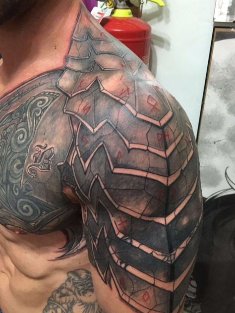 Pin by Thomas Hawkins on tattoos | Armor tattoo, Shoulder ... #tattooideas #chesttattoos Armor Sleeve Tattoo, Armor Of God Tattoo, Armour Tattoo, Shoulder Armour, Shoulder Armor Tattoo, Body Armor Tattoo, Armor Tattoo, God Tattoos, Tattoo Inspiration Men