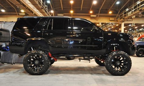 Houston Auto Show Customs - Top 10 LIFTED TRUCKS! Lifted Tahoe, Lifted Chevy Tahoe, Lifted Suv, Lifted Dually, Mom Cars, Mobil Off Road, Gmc Suv, Tundra Truck, Custom Lifted Trucks