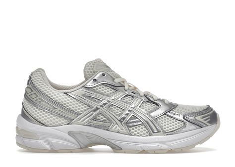 ASICS Gel1130 Sneakers in Cream/Pure Silver/White Silver Sport Shoes, Asics Silver Sneakers, Silver Asics, Sneakers Wishlist, Shoes Wardrobe, Asics Women Shoes, Shoe Wishlist, Asics Sneakers, Silver Sneakers