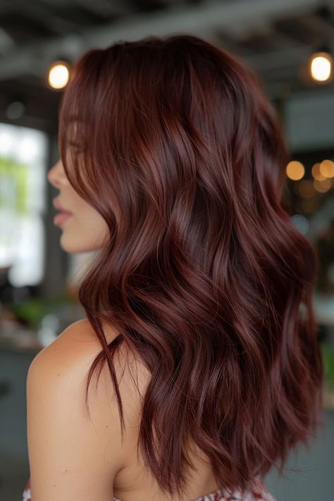 Craving a hair color that’s rich, indulgent, and utterly irresistible? Look no further than chocolate cherry brown! This luxurious shade combines the warmth of chocolate brown with a tantalizing hint of cherry red, resulting in Cherry Brown Hair, Pelo Color Vino, Pelo Chocolate, Cherry Hair Colors, Rambut Brunette, Cherry Brown, Wine Hair, Red Hair Inspo, Cherry Hair