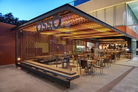 OssO Restaurant | Gustavo Penna Architect and Associates; Photo: Jomar Bragança | Archinect Outdoor Restaurant Patio, Restaurant Exterior Design, Cafe Exterior, Container Restaurant, Detail Arsitektur, Outdoor Restaurant Design, Bar Exterior, Restaurant Exterior, Decoration Restaurant