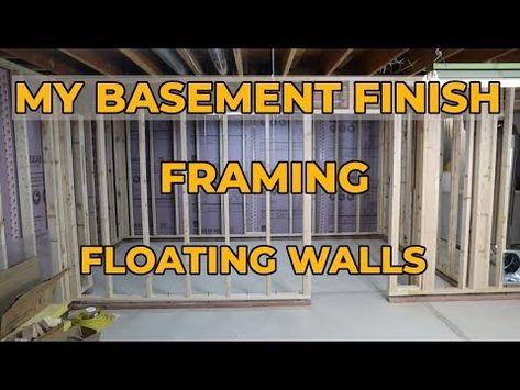 (11) Finishing My Basement - Framing Floating Walls - YouTube How To Frame A Basement Wall, Basement Framing Ideas, Basement Walls Ideas, Basement Wall Ideas Without Drywall, Basement Framing, Insulating Basement Walls, Framing A Basement, Framing Basement Walls, Self Leveling Floor