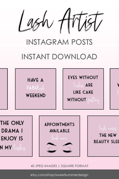 40 Lash Artist Instagram Posts, Lash Artist Quotes, Social Media Lash Extensions Posts, Instagram Beauty Quotes, Instagram Templates https://etsy.me/2zZMipa #everythingelse #graphicdesign #instagram #instagrampost #instagramquotes #instagramtemplates #instagrampresets Captions For Eyelash Extensions, Lash Extensions Quotes Beauty, Lash Extensions Promotion, Eyelash Quotes Beauty, Eyelash Extensions Captions, Eyelash Captions Instagram, Lash Extension Advertising, Lash Extension Captions, Lash Extensions Captions