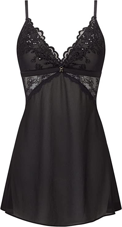 Look like an angel, and feel like a vixen with the Icon Lace Chemise. With a plunging neckline, embroidered detail and sheer chiffon skirt, this babydoll nightie is sure to open some eyes. COMFORTABLE & STYLISH: The nightdress is made from floaty, sheer chiffon; the pulse-racing plunge neckline gives your assets the attention they deserve, with a jewel sparkle and under-bust lace for a fabulously flirty finish. 83% Polyester; 15% Polyamide, 2% Elastane, Excluding trims Hand Wash Only Look Like An Angel, Black Chemise, Under Clothing, Black Babydoll, Ann Summers, Nightwear Women, Night Dress For Women, Lingerie Dress, Plunge Neckline