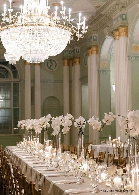 Exquisite Winter Floral Arrangements For Your 2024 Wedding Chic And Elegant Wedding Ideas, Elegant Modern Wedding Reception, Timeless Flowers Wedding, Wedding High Flower Centerpieces, Weddings With No Flowers, Modern Glamour Wedding, Elevated Wedding Decor, Wedding Seating Decorations Chairs, Modern Victorian Wedding Decor