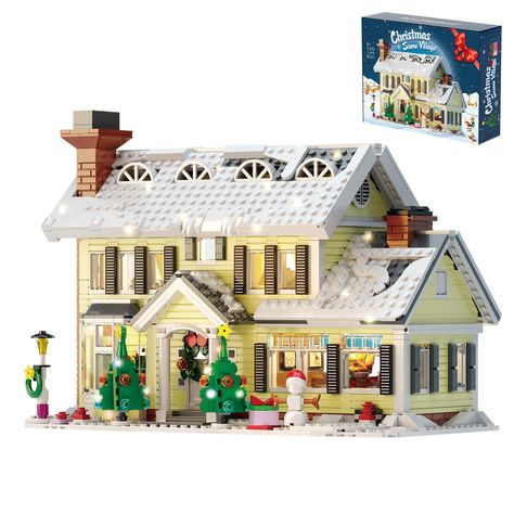 PRICES MAY VARY. 【Griswold Christmas Holiday House】The Christmas holiday building house set is the Griswold Holiday House of classical movie ChristmasVacation, with a double-layer design, a snow-white roof, and light-yellow walls, highly restores a better miniature Christmas village House 【Vivid Christmas House Set】This Christmas house contains rich Christmas decorations like Christmas trees, a Christmas wreath, a delicious Christmas dinner, a snowman the symbol of winter, and sparkling DIY Chri Christmas Building, Lego Christmas Village, Snow House, Village Christmas, Lego Gifts, Lego Christmas, Architecture Collection, Building Model, Christmas Village Houses