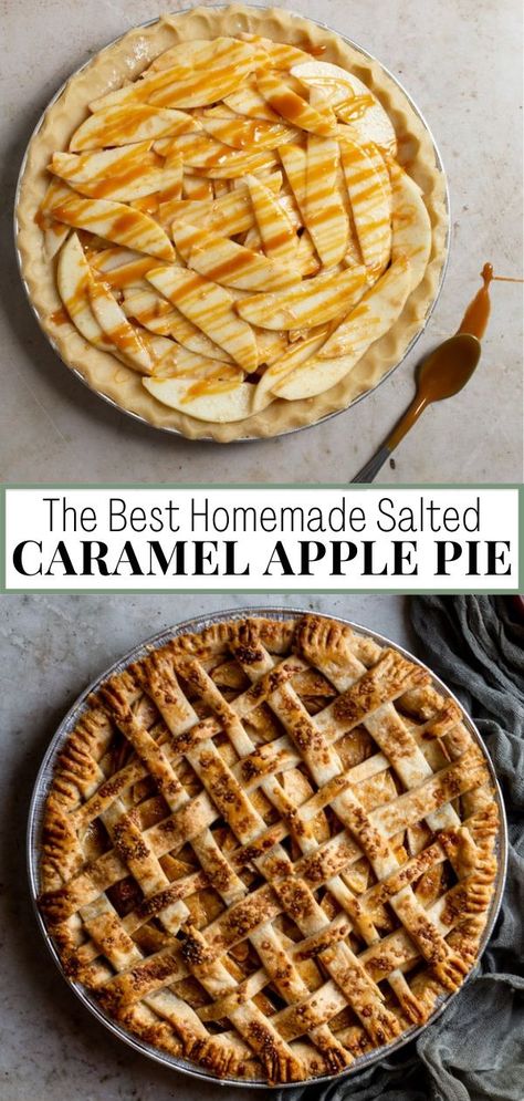 Easy Caramel Apple Pie, Caramel Apple Pie Recipe, Fall Pies Recipes, Caramel Apple Pie Recipes, Classic Apple Pie Recipe, Apple Pie Recipe Homemade, Salted Caramel Apple Pie, Perfect Apple Pie, Fall Pies