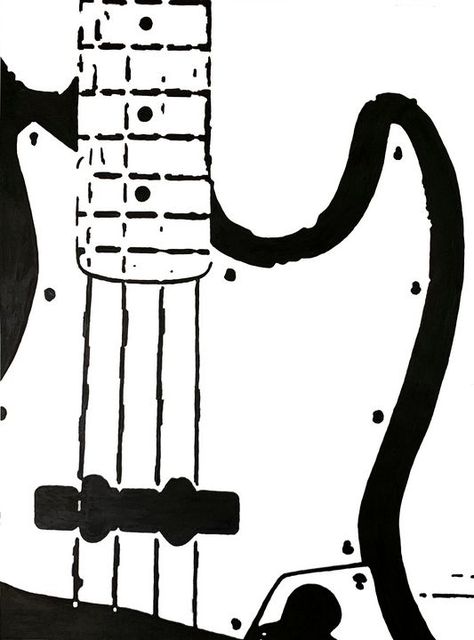 Bass Guitar Art Painting, Bass Guitar Poster, Bass Guitar Drawing Simple, Guitar Design Art, Bass Guitar Painting, Bass Guitar Drawing, Bass Drawing, Bass Guitar Art, Bass Art