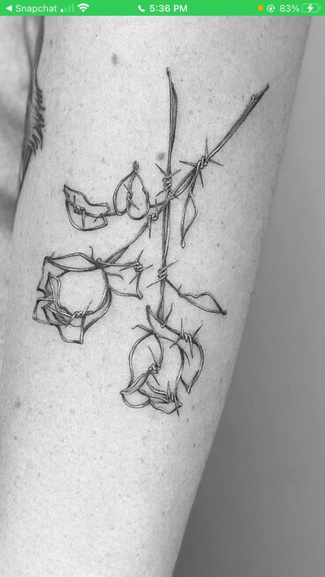 Barbwire And Flowers Tattoo, Barbed Wire Rose Tattoo, Barb Wire Tattoo, Barbed Wire Tattoo, Wire Tattoo, Barbed Wire Tattoos, Flower Thigh Tattoos, Hidden Tattoos, Barb Wire