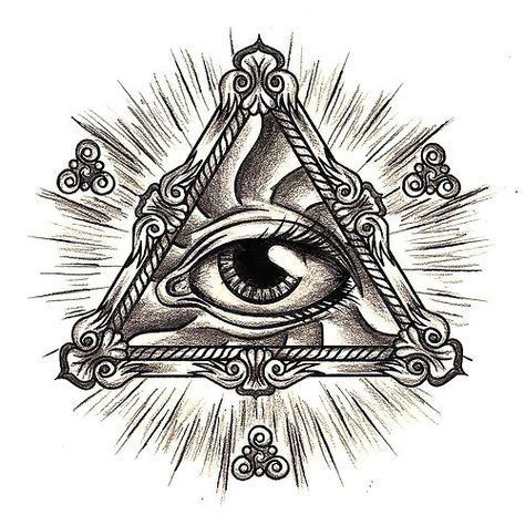 All Seeing Eye In Triangle Tattoo Design - A meaningful tattoo of the All Seeing Eye in a triangle. Seeing Eye Tattoo, Realistic Eye Tattoo, Triangle Tattoo Design, Third Eye Tattoos, All Seeing Eye Tattoo, Tattoo Samples, Tattoo Catalog, Triangle Eye, Kunst Tattoos