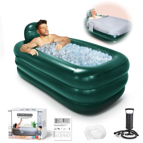 PRICES MAY VARY. Headrest Support & Comfortable Bath Base - Enjoy a comfortable and relax bathing with comfortable cushion base and supportive headrest . Nevife blow up bathtub offer large enough space for adult to stretch in the bathtub. Perfect for ice bathing or warm bathing. Let's take a breath from your busy life. Enjoy a moment of the comfortable and peaceful bath. it can maintain the temperature for longer . Max extent your private spa time. Environmentally High-Density PVC - Made from pr Spa Bath Tub, Cold Water Bath, Bathtub Cover, Inflatable Bathtub, Bath Pillow, Outdoor Bathtub, Spa Time, 2024 Wishlist, Ice Bath