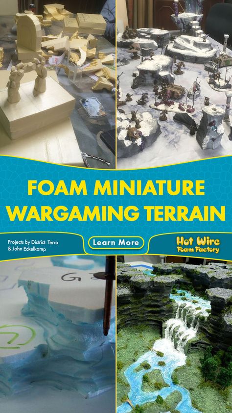 Foam has become an integral part of miniature wargaming terrain, letting the enthusiast create almost any kind of scenery as a backdrop for their tabletop games, whether set in a historical, science fiction or fantasy world. Our gallery has tons of tabletop terrain made by artists using our tools and products. #scalemodels #tabletopminiatures #miniaturewargaming #tabletopterrain #terrainbuilding Foam Terrain, Wargames Terrain, Dnd Diy, Foam Factory, Miniature Gaming, Game Terrain, Wargaming Terrain, Miniature Wargaming, D&d Dungeons And Dragons