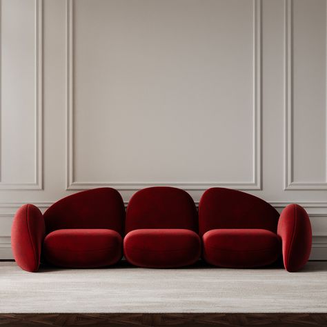 Modern Sofa Designs Luxury, Red Sofa Decorating, Unusual Furniture, Cozy Furniture, Red Couch, Unique Sofas, Italian Interior Design, Italian Interior, Simple Sofa