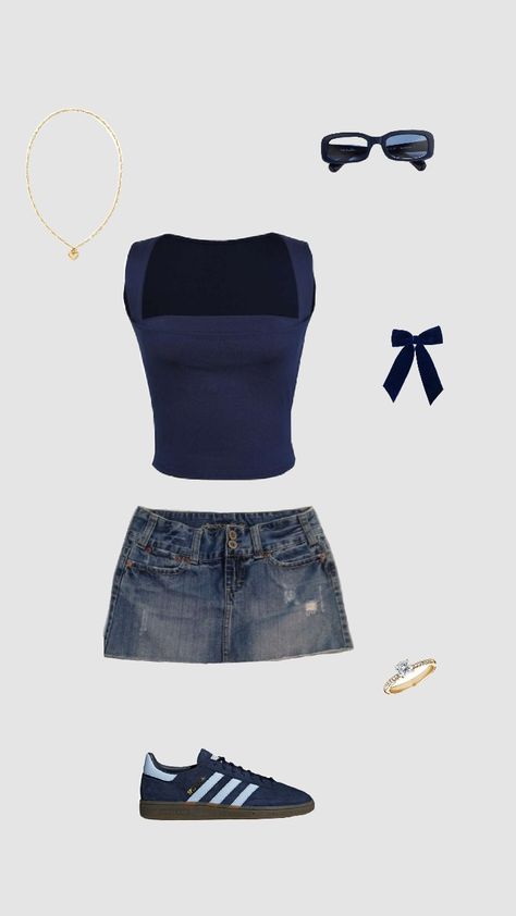 #navy summer outfit Navy Top Outfit Summer, Cute Holiday Outfits Summer, Stocklom Outfit Summer, Clothes Aesthetic Collage, Navy Summer Outfit, Navy Top Outfit, Skandinavian Fashion, Navy Outfit, Outfit Inspo Summer