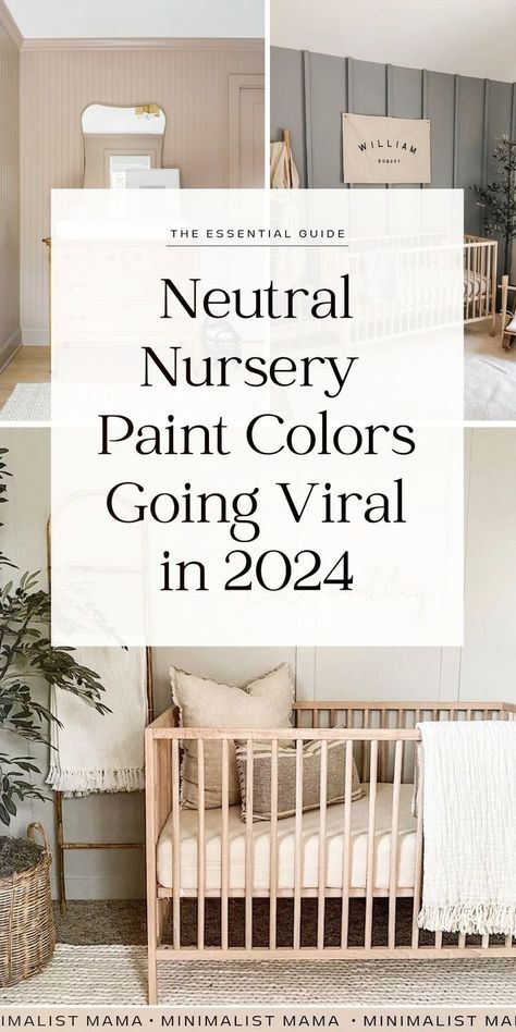 Searching for neutral nursery ideas and nursery room inspo and stuck trying to find the right nursery paint colors? We've asked the mommies behind the internet's most viral nursery designs - and here they are! See each color in a real baby nursery - whether you're planning a baby boy nursery or baby girl nursery, this is the nursery room inspiration you've been looking for! (Plus lots of cute nursery decor ideas) Calm Nursery Gender Neutral, Baby Girl Paint Colors, Board And Batten Nursery Boy, Neutral Paint Colors For Nursery, Gender Neutral Nursery Wall Decor, Best Nursery Colors, Neutral Nursery Wall Color, Swiss Coffee Nursery, Baby Boy Nursery Color Palette