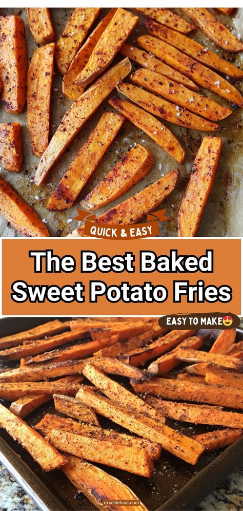 This Baked Sweet Potato Fries recipe is easy to prepare without putting in a lot of time and effort. You can serve potatoes with anything, but I prefer to serve sweet potato fries with baked chicken, pork, prosciutto, ham, avocado dip, or cream. Yam Fries Baked, Sweet Potato Fries Oven, Sweet Potato Fry Sauce, Easy Sweet Potato Fries, Best Baked Sweet Potato, Sweet Potato Fries Recipe, Baked Sweet Potato Fries, Sweet Potato Recipes Fries, Easy Sweet Potato