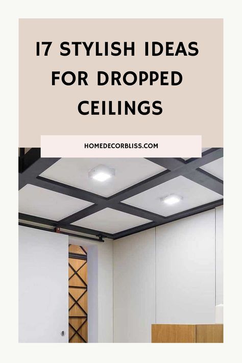 Explore 17 creative and stylish ideas to transform your dropped ceiling into a stunning design feature. From minimalist designs to intricate patterns, discover inspiration to elevate your space. Whether you're looking for modern sophistication or cozy charm, these ideas will help you reimagine your ceilings in a whole new light. Say goodbye to boring ceilings and hello to endless possibilities with these innovative dropped ceiling ideas! Bathroom Ceilings Modern, Dropped Ceiling Design, Dropped Ceiling Lighting, Hanging Ceiling Design, Floating Ceiling Ideas, Diy Suspended Ceiling, Dropped Ceiling Ideas, Drop Ceiling Design, Cool Ceilings