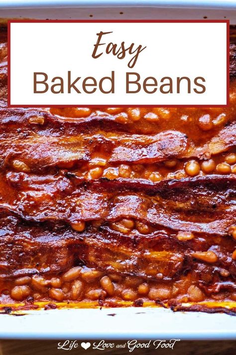 Baked Beans From Canned Pork And Beans, Baked Beans From Pork And Beans Recipe, Quick And Easy Baked Beans, Baked Beans Using Pork And Beans, Pork And Beans Casserole, Easy Baked Beans With Bacon, Bake Beans With Bacon, Pork N Beans Baked Beans, Easy Quick Potluck Dishes