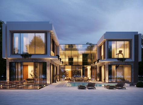 VILLA IN DUBAI :: Behance Villa In Dubai, Dubai Houses, Dubai Luxury, Modern House Facades, Luxury Homes Dream Houses, Dream House Exterior, Villa Design, Facade House, Real Estate Services