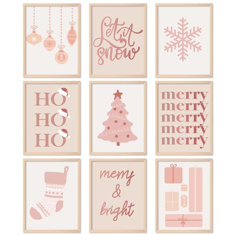 Gallery Party, Snowflake Paper, Snowflakes Art, Christmas Boho, Aesthetic Wall Decor, Pink Xmas, Chic Wall Art, Pink Christmas Decorations, Christmas Decorations Bedroom