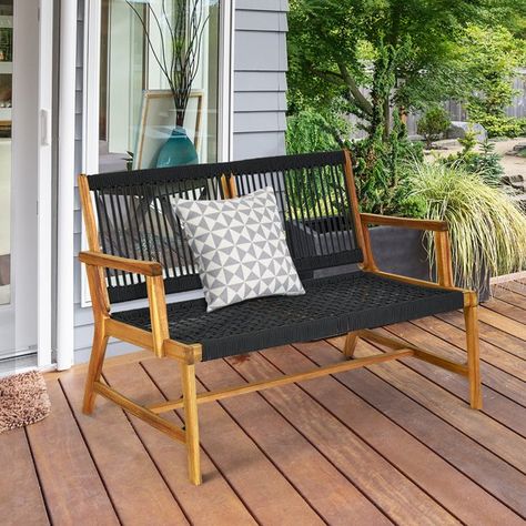 Bench For Balcony, Yard Benches, Deck Backyard, Patio Loveseat, Patio Bench, Teak Oil, Backyard Porch, Wood Patio, Decks Backyard