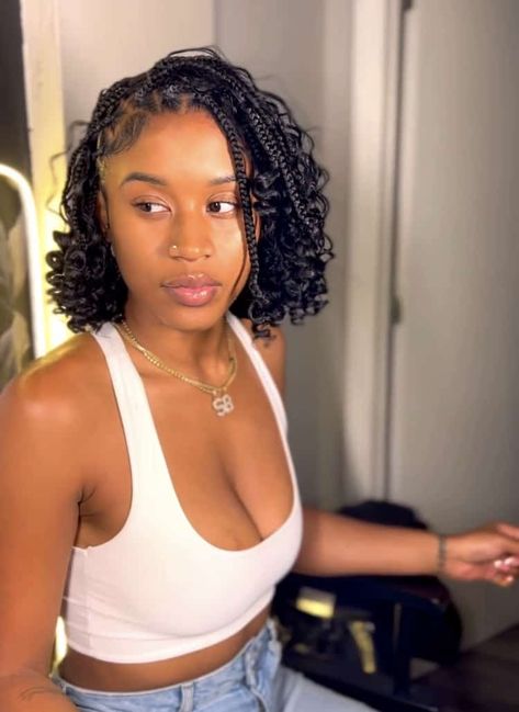 50 Boho Bob Knotless Braids Hairstyles Everyone's Loving Hairstyles Names, Box Braids Bob, Bob Braids Hairstyles, Hairstyles Korean, Short Box Braids Hairstyles, Short Box Braids, Goddess Braids Hairstyles, Bob Braids, Single Braids