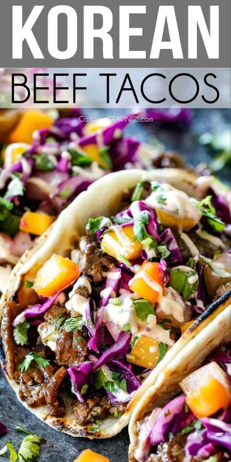 Asian Beef Tacos, Thai Beef Wraps, Summer Beef Meal Ideas, Korean Steak Tacos, Asian Burrito, Taco Meat Ideas, Dinner Recipes With Steak, Chinese Tacos, Vietnamese Tacos