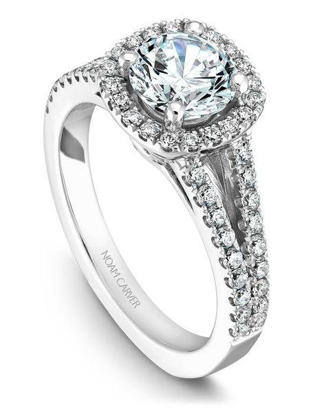 Noam carver Split Engagement Ring, Engagement Ring With Halo, Noam Carver, Ring With Halo, Round Diamond Engagement Rings Halo, Pave Diamond Engagement Rings, Popular Engagement Rings, Fine Diamond Jewelry, White Gold Engagement Ring