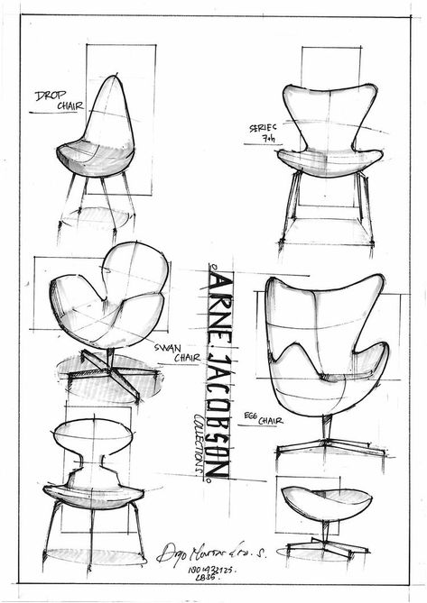 How To Draw A Chair, Chair Drawing Sketches, Chair Sketch Design, Sketch Design Product, Chair Design Drawing, Chair Design Sketch, Chairs Sketch, Chair Sketches, Jacobsen Chair