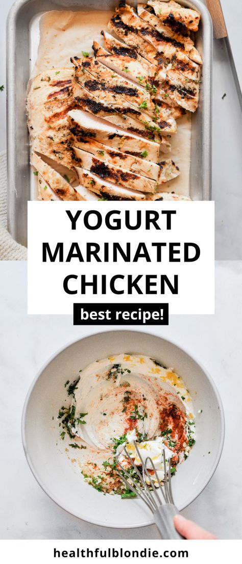 Yogurt Chicken Marinade Baked, Grilled Yogurt Marinated Chicken, Marinate Chicken In Greek Yogurt, Marinating Chicken In Greek Yogurt, Spiced Yogurt Chicken Breast, Lemon Garlic Greek Yogurt Marinated Chicken, Chicken Thigh Recipes Greek Yogurt, Air Fryer Yogurt Chicken, Greek Yogurt Chicken Marinade Air Fryer