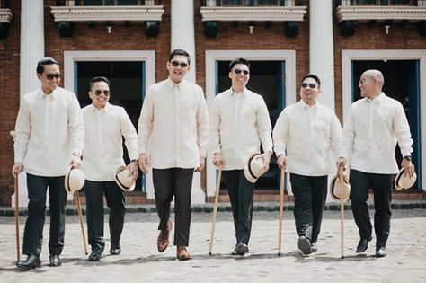 A Filipiniana Fairy Tale | https://brideandbreakfast.ph/2016/04/11/a-filipiniana-fairy-tale/ Pinoy Wedding Ideas, Filipino Fiesta Wedding Theme, Filipino Wedding Barong, Barong Groomsmen Filipino Wedding, Traditional Filipino Wedding Theme, Filipiniana Wedding Theme Entourage, Barong Wedding Entourage, Filipiana Wedding Theme, Filipiniana Prenup