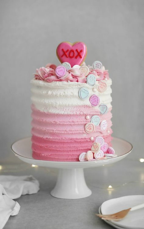 Valentines Cakes And Cupcakes, Gluten Free Wedding Cake, Pink Ombre Cake, Valentines Cake, Vegan Wedding Cake, Valentines Baking, Vegan Wedding, Pink Birthday Cakes, Wedding Cake Recipe