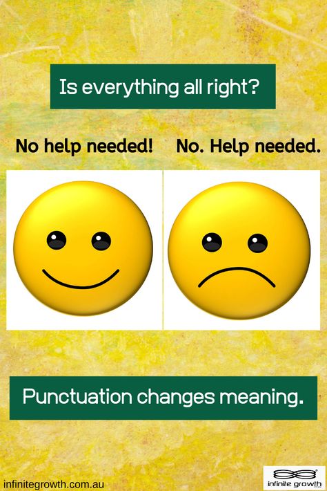 Always check your punctuation. A full stop is small but can completely change the meaning of a sentence. #InfiniteGrowth #WritingTip #Communication #PunctuationMatters Grammar Jokes, Full Stop, English Tips, A Sentence, Writers Block, Good Communication, Punctuation, The Meaning, Writing Tips