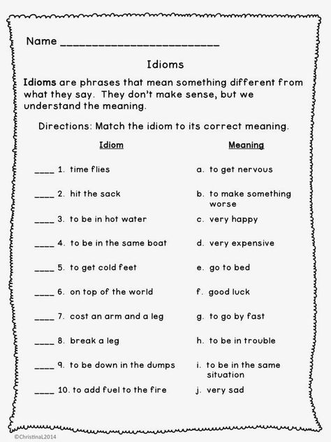 idiom worksheet 3rd grade | The Best of Teacher Entrepreneurs: Language Arts - "Idioms: Worksheets ... 3rd Grade Worksheets, Figurative Language Lessons, Grammar Lesson Plans, Figurative Language Worksheet, Teaching Figurative Language, Common Core Language, Ela Worksheets, Language Arts Worksheets, 7th Grade Ela