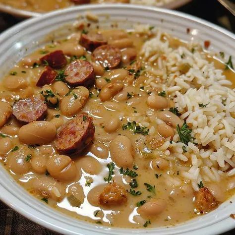 The Ultimate Guide to White Beans and Sausage Bowl White Beans And Sausage, Sausage Bowl, Bean And Sausage Soup, White Bean Recipes, Beans And Sausage, Rustic Recipes, Northern Beans, Cooking White Rice, Great Northern Beans